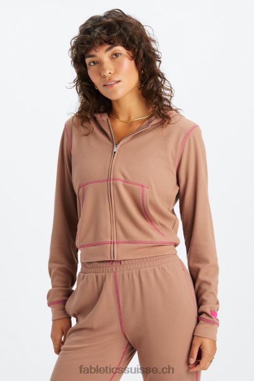 femmes sweat zippé à capuche gaufré B0B6R2495 peluche/fuchsia Fabletics