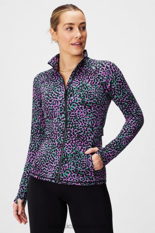 femmes veste de performance trinité B0B6R2569 spots de safari vert herbe Fabletics