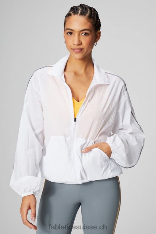 femmes coupe-vent poids mouche surdimensionné B0B6R2739 blanc classique/argent réfléchissant Fabletics