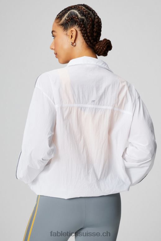 femmes coupe-vent poids mouche surdimensionné B0B6R2739 blanc classique/argent réfléchissant Fabletics