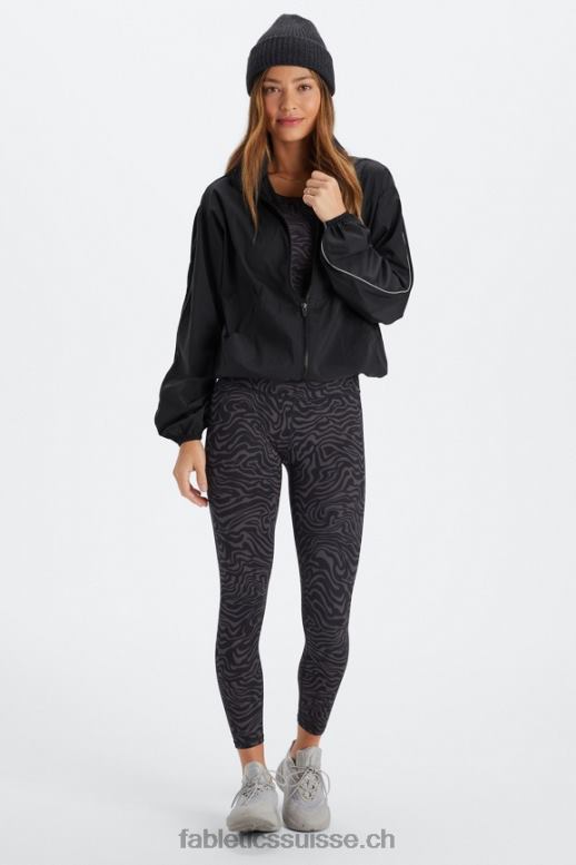 femmes coupe-vent poids mouche surdimensionné B0B6R2740 noir/argent réfléchissant Fabletics