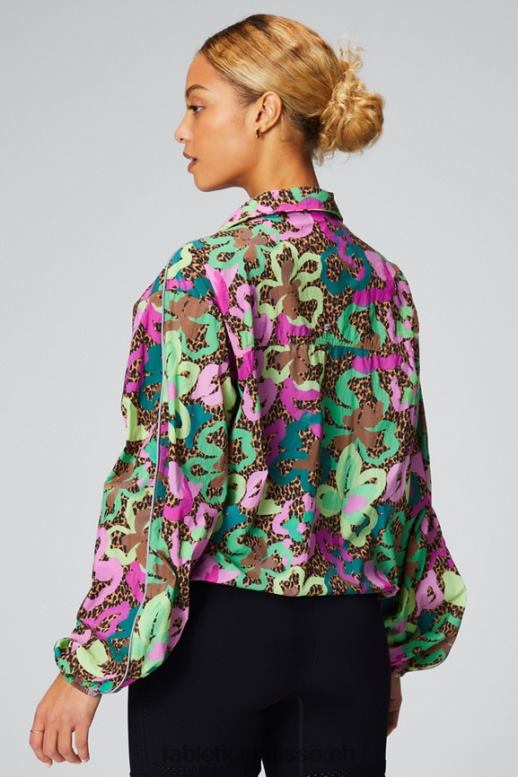 femmes coupe-vent poids mouche surdimensionné B0B6R2741 oasis tropicale/argent réfléchissant Fabletics