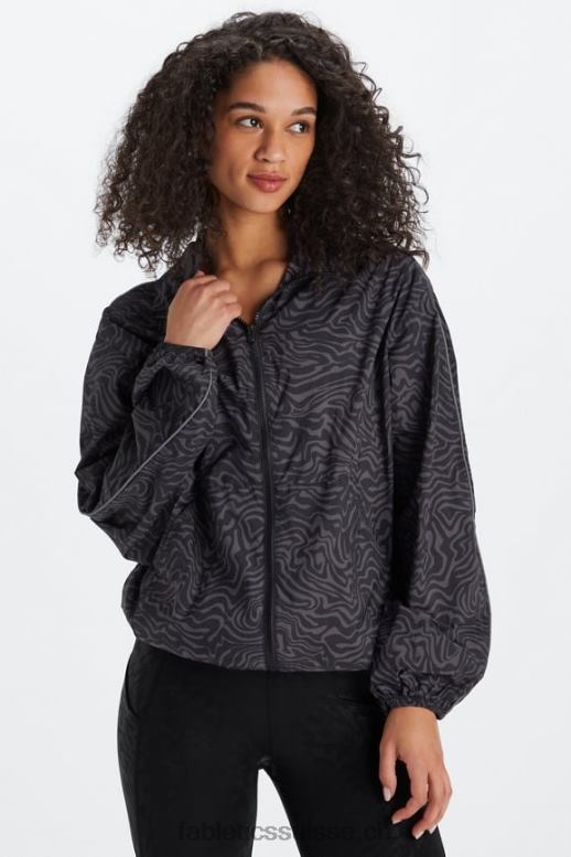 femmes coupe-vent poids mouche surdimensionné B0B6R2742 zèbre marbré étain/argent réfléchissant Fabletics