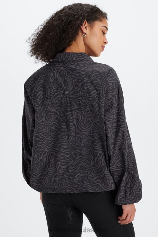 femmes coupe-vent poids mouche surdimensionné B0B6R2742 zèbre marbré étain/argent réfléchissant Fabletics