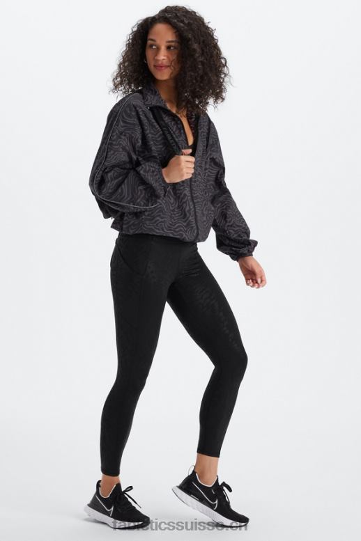 femmes coupe-vent poids mouche surdimensionné B0B6R2742 zèbre marbré étain/argent réfléchissant Fabletics