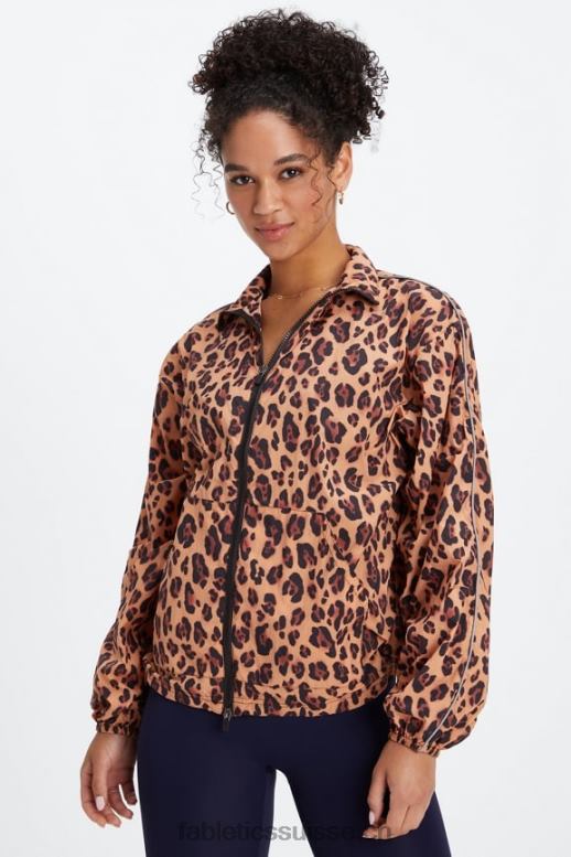 femmes coupe-vent poids mouche surdimensionné B0B6R2744 léopard naturel/noir Fabletics
