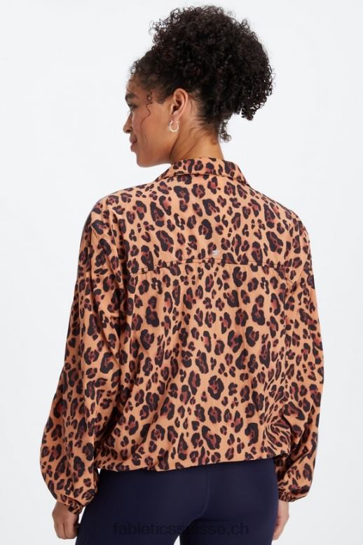 femmes coupe-vent poids mouche surdimensionné B0B6R2744 léopard naturel/noir Fabletics