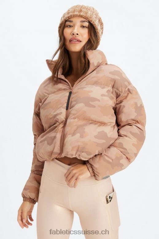 femmes doudoune courte Wander B0B6R2771 teddy grand logo camouflage/écorce de saule Fabletics