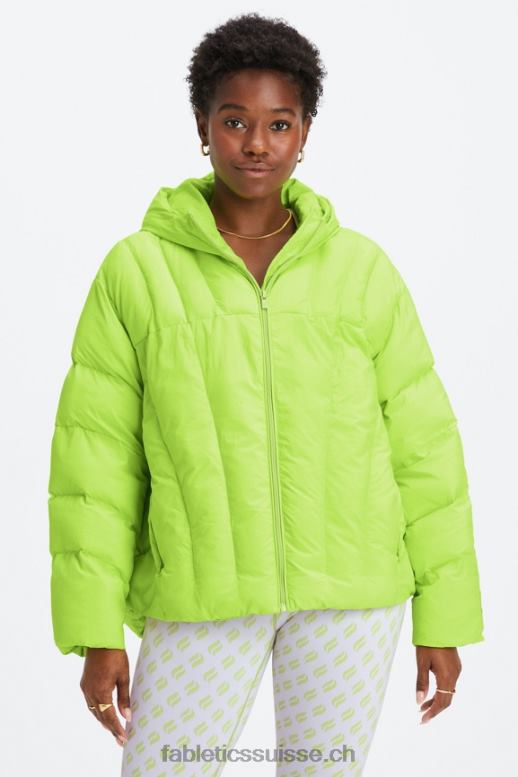femmes doudoune matelassée à capuche B0B6R2782 logo limonade/gris minéral/aigrette Fabletics