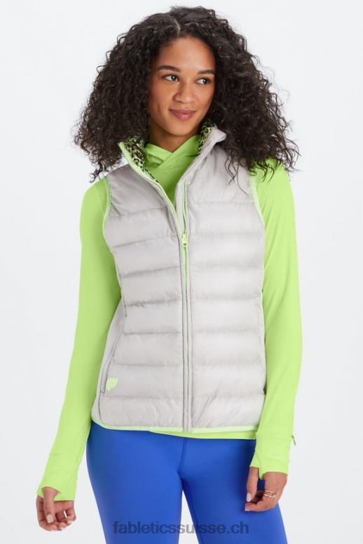femmes gilet matelassé elliot B0B6R2795 gris minéral/surligneur ondulé guépard Fabletics
