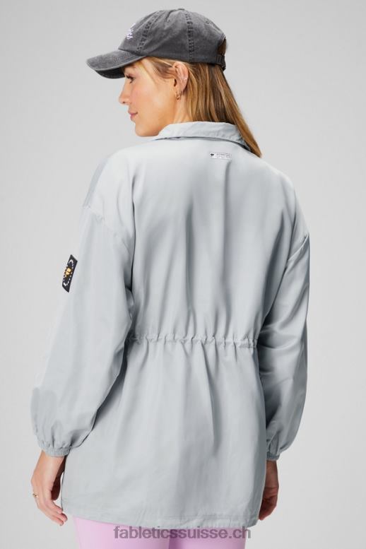 femmes parka utilitaire B0B6R2761 gris minéral/blanc classique Fabletics
