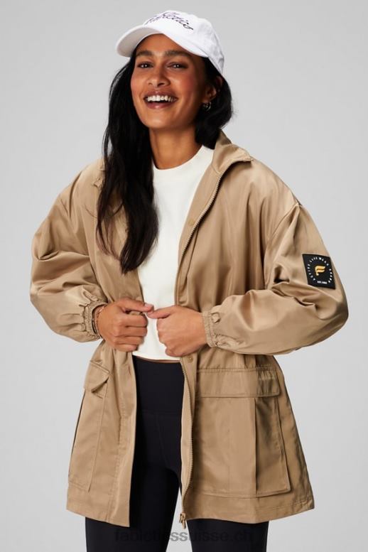 femmes parka utilitaire B0B6R2764 bois beige/blanc classique Fabletics