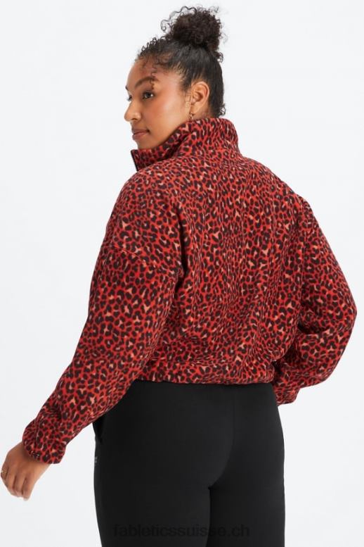 femmes polaire rayne zippée B0B6R2779 cerise électrique classique léopard/noir Fabletics