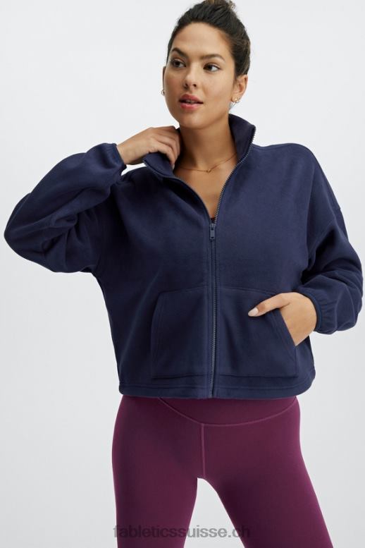 femmes pull zippé en polaire rayne B0B6R2780 bleu marine profond Fabletics