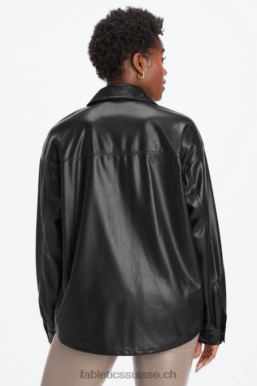femmes veste-chemise oversize en cuir vegan B0B6R2800 noir Fabletics