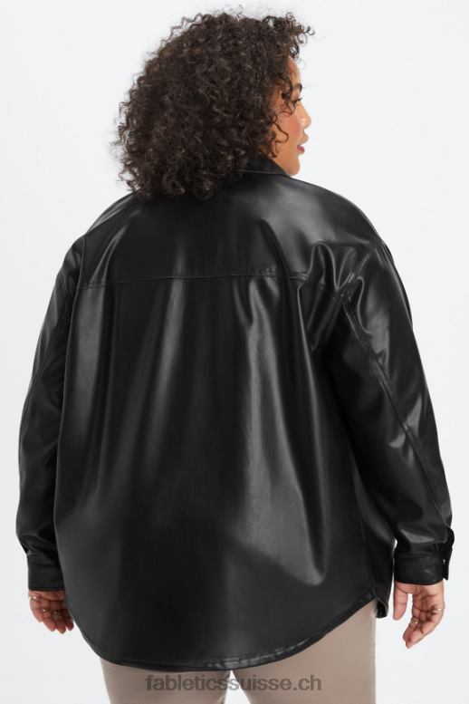 femmes veste-chemise oversize en cuir vegan B0B6R2801 noir Fabletics