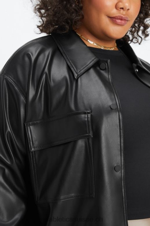 femmes veste-chemise oversize en cuir vegan B0B6R2801 noir Fabletics