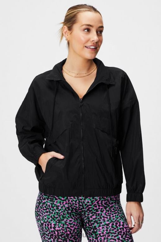 femmes veste de survêtement en nylon B0B6R2750 noir Fabletics