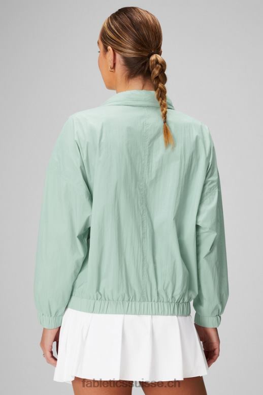 femmes veste de survêtement en nylon B0B6R2751 brouillard salin/blanc classique Fabletics