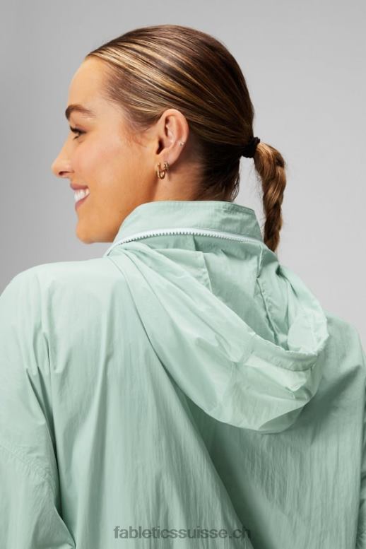 femmes veste de survêtement en nylon B0B6R2751 brouillard salin/blanc classique Fabletics