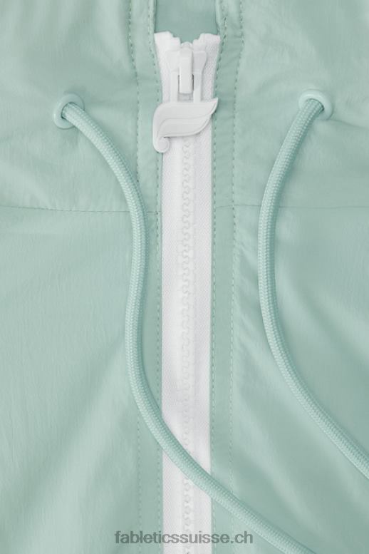 femmes veste de survêtement en nylon B0B6R2751 brouillard salin/blanc classique Fabletics