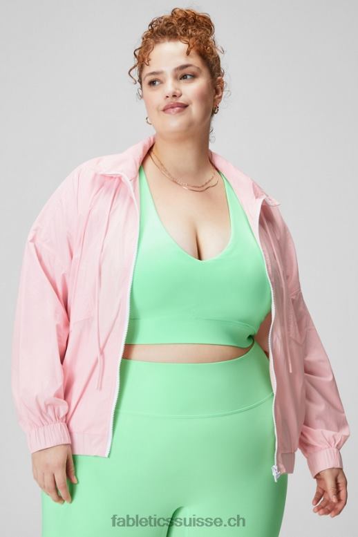 femmes veste de survêtement en nylon B0B6R2753 rose tendre/blanc classique Fabletics