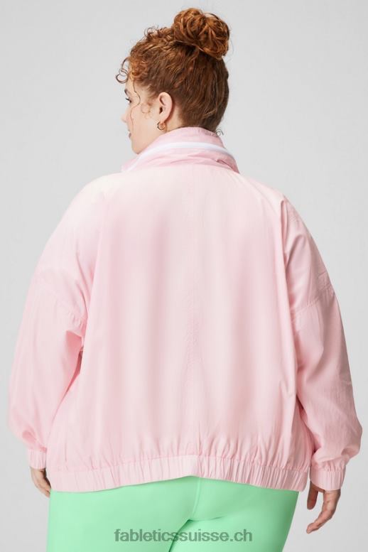 femmes veste de survêtement en nylon B0B6R2753 rose tendre/blanc classique Fabletics