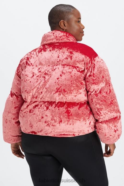 femmes veste matelassée courte en velours frappé wander B0B6R2787 rouge fraise Fabletics