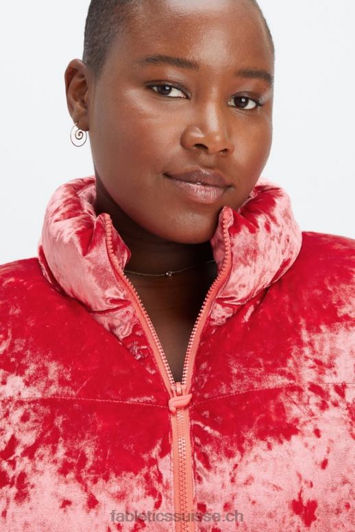 femmes veste matelassée courte en velours frappé wander B0B6R2787 rouge fraise Fabletics