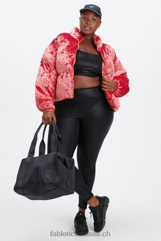 femmes veste matelassée courte en velours frappé wander B0B6R2787 rouge fraise Fabletics