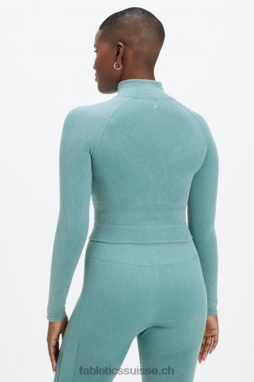 femmes zip intégral côtelé sans coutures B0B6R2769 vague arctique lavée Fabletics