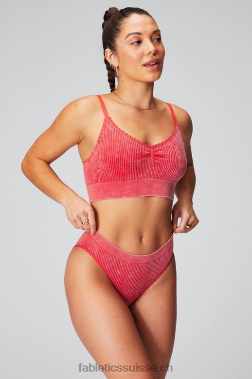femmes slip en maille torsadée B0B6R2819 rouge fraise lavé Fabletics