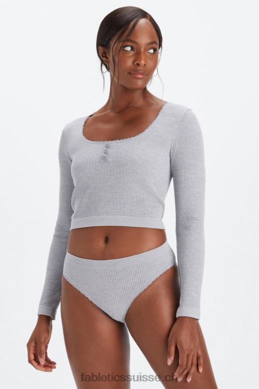 femmes slip en maille torsadée B0B6R2821 gris chiné classique Fabletics