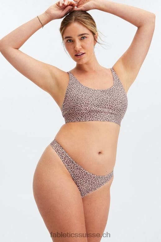 femmes string au toucher fin B0B6R2847 tache de léopard rosette poussiéreuse Fabletics