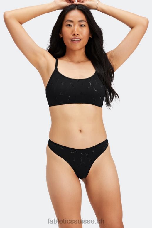 femmes string taille haute en dentelle sans couture B0B6R2893 noir Fabletics