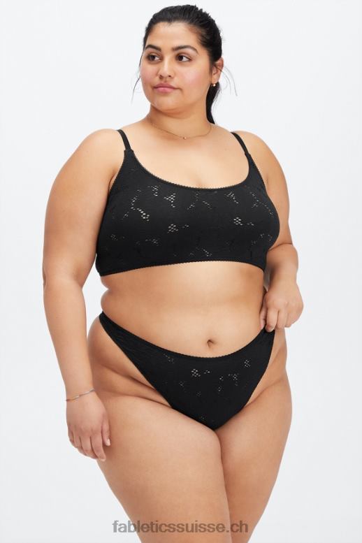 femmes string taille haute en dentelle sans couture B0B6R2894 noir Fabletics