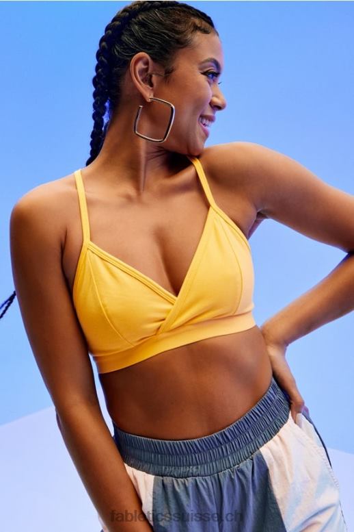 femmes bralette à dos nageur B0B6R1556 jaune vintage Fabletics