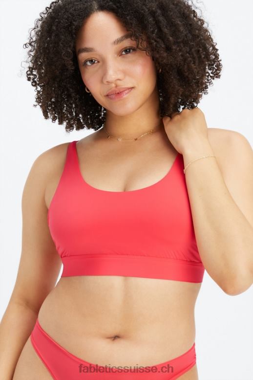 femmes bralette à encolure dégagée au toucher fin B0B6R1571 rouge fraise Fabletics