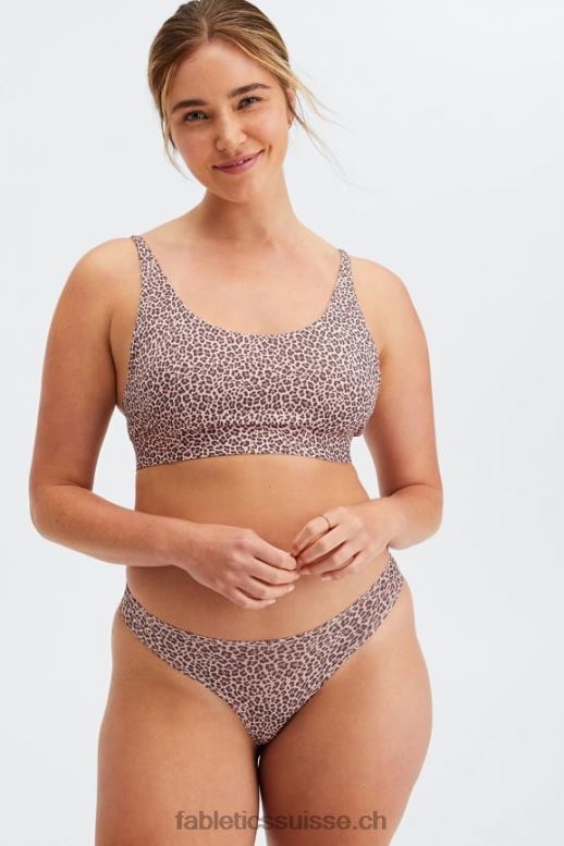 femmes bralette à encolure dégagée au toucher fin B0B6R1575 tache de léopard rosette poussiéreuse Fabletics