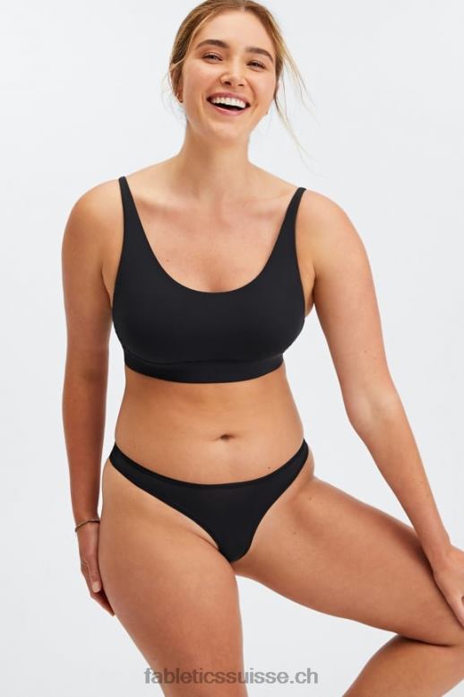 femmes bralette à encolure dégagée au toucher fin B0B6R1576 noir Fabletics