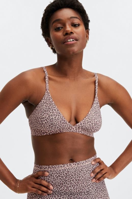 femmes bralette triangle au toucher fin B0B6R1543 tache de léopard rosette poussiéreuse Fabletics