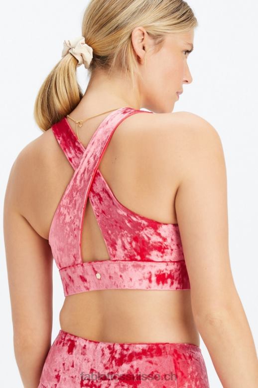 femmes brassière de sport torsadée en velours frappé oasis B0B6R1526 rouge fraise Fabletics