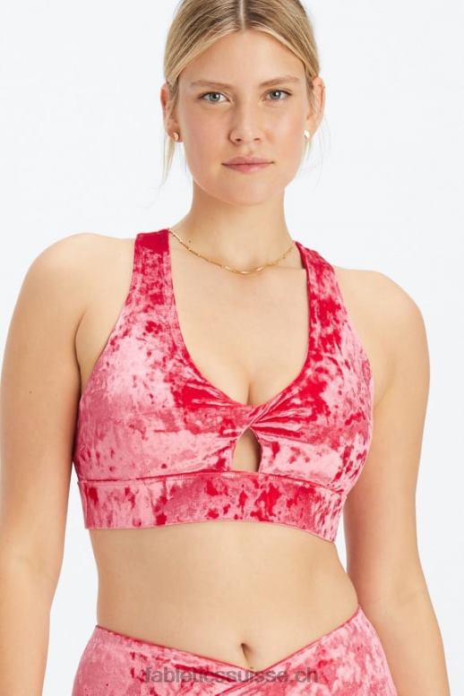 femmes brassière de sport torsadée en velours frappé oasis B0B6R1526 rouge fraise Fabletics