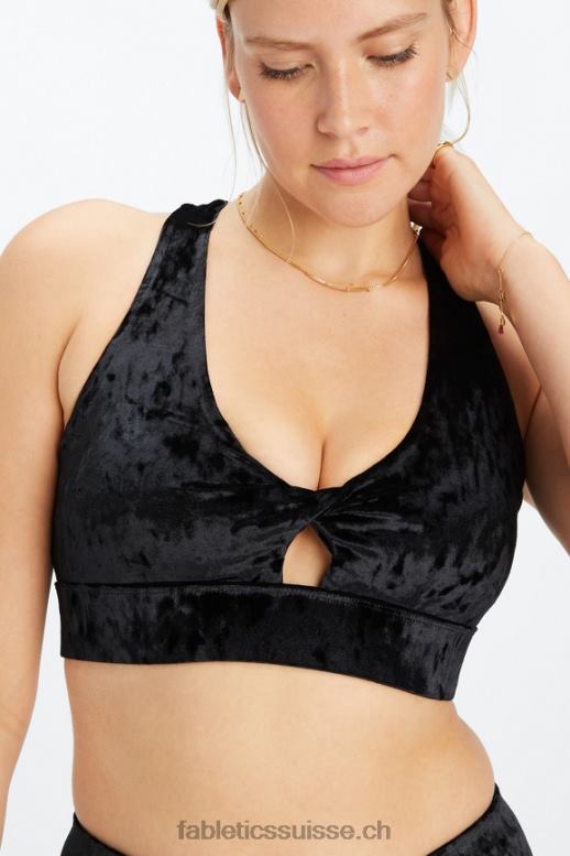 femmes brassière de sport torsadée en velours frappé oasis B0B6R1527 noir Fabletics