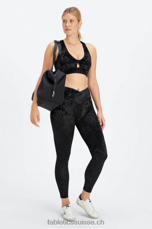 femmes brassière de sport torsadée en velours frappé oasis B0B6R1527 noir Fabletics