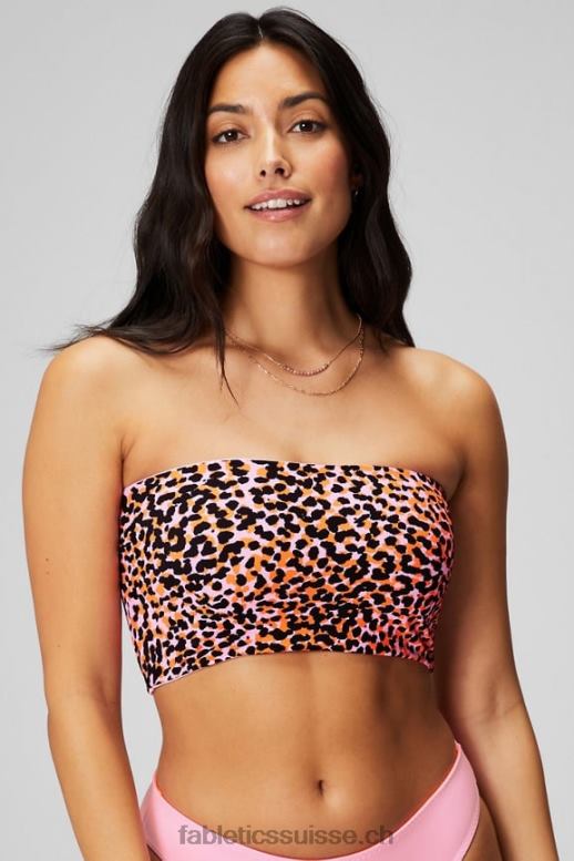 femmes haut de maillot de bain bandeau multi-usages B0B6R1503 ballerine brillante/orange flash pois safari/noir Fabletics