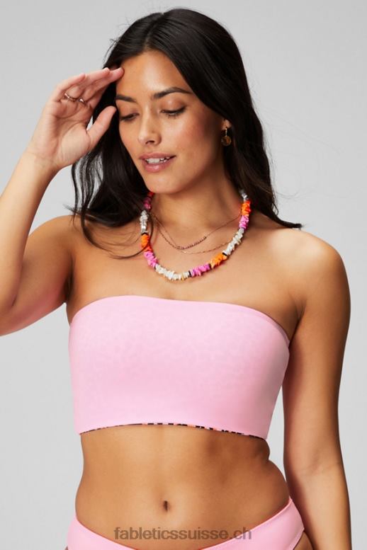 femmes haut de maillot de bain bandeau multi-usages B0B6R1503 ballerine brillante/orange flash pois safari/noir Fabletics
