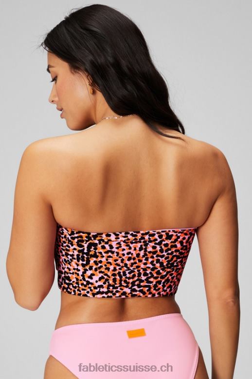 femmes haut de maillot de bain bandeau multi-usages B0B6R1503 ballerine brillante/orange flash pois safari/noir Fabletics