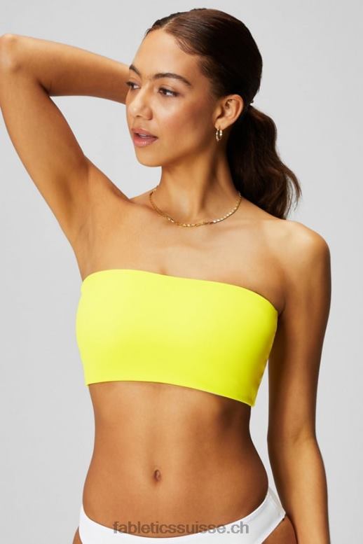 femmes haut de maillot de bain bandeau multi-usages B0B6R1505 citron aigre/blanc classique Fabletics