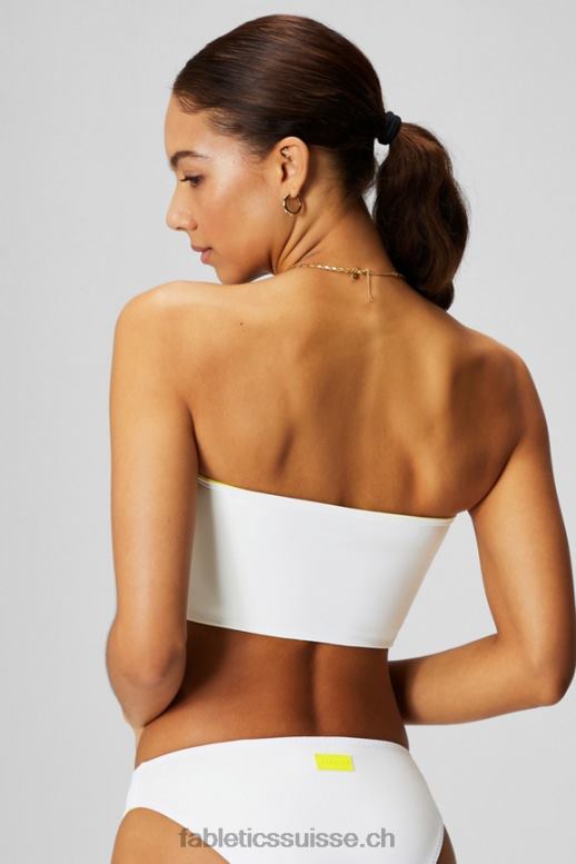 femmes haut de maillot de bain bandeau multi-usages B0B6R1505 citron aigre/blanc classique Fabletics